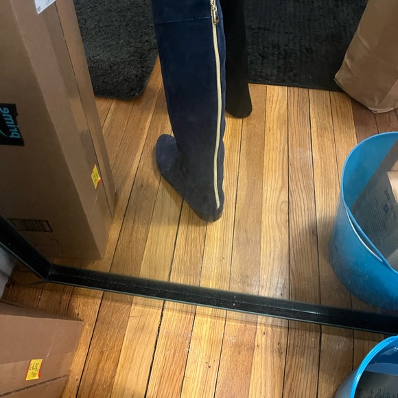 Blue suede knee boots - Picture 2 of 14